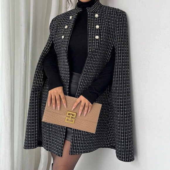 Black And White Party Women's Elegant Cloak - Picture 3 of 6